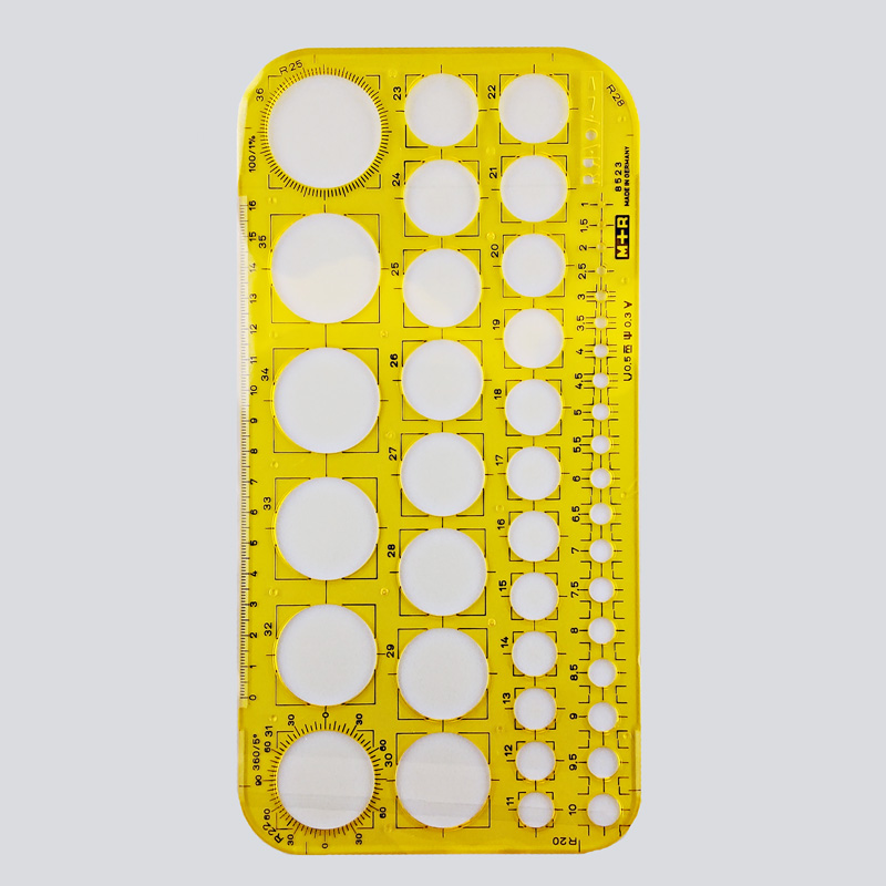 ﻿M+R Lochkreisschablone 1-36 mm, gelb-transparent